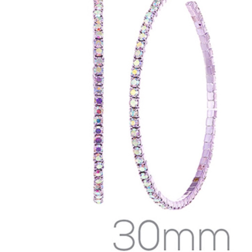 Iridescent/Rhinestone Gorgeous 🤩Hoop Earrings 30mm